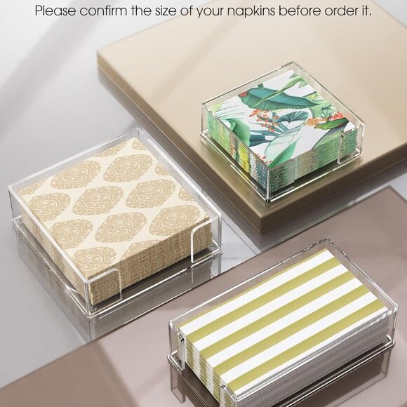 Acrylic Cocktail Napkin Holder for Table, Clear Guest Towel Holder, Beverage Buf - Picture 7 of 9